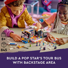LEGO Friends Pop Star Music Tour Bus side opening reveals interior for creative role-play