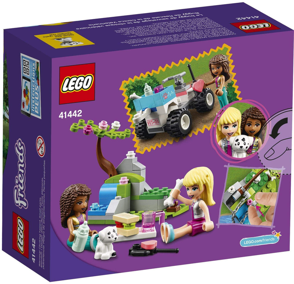 LEGO Friends quad bike with winch lifting obstacles to save the day.