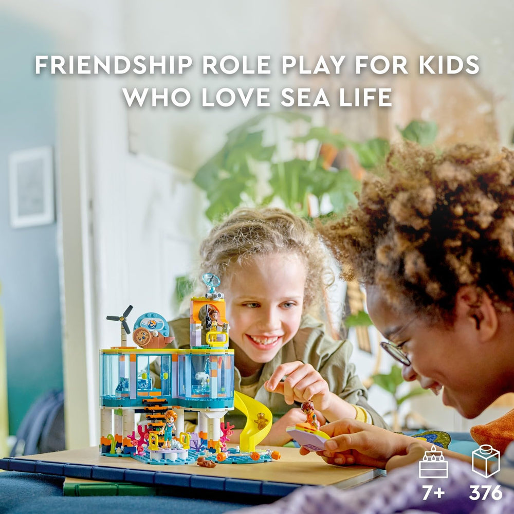 LEGO Friends Sea Rescue Center dock scene inviting imaginative sea rescues and teamwork