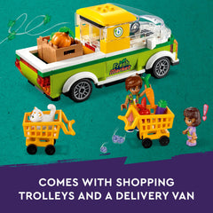 LEGO Friends tins, bottles and baskets enhance pretend grocery stocking and recycling.