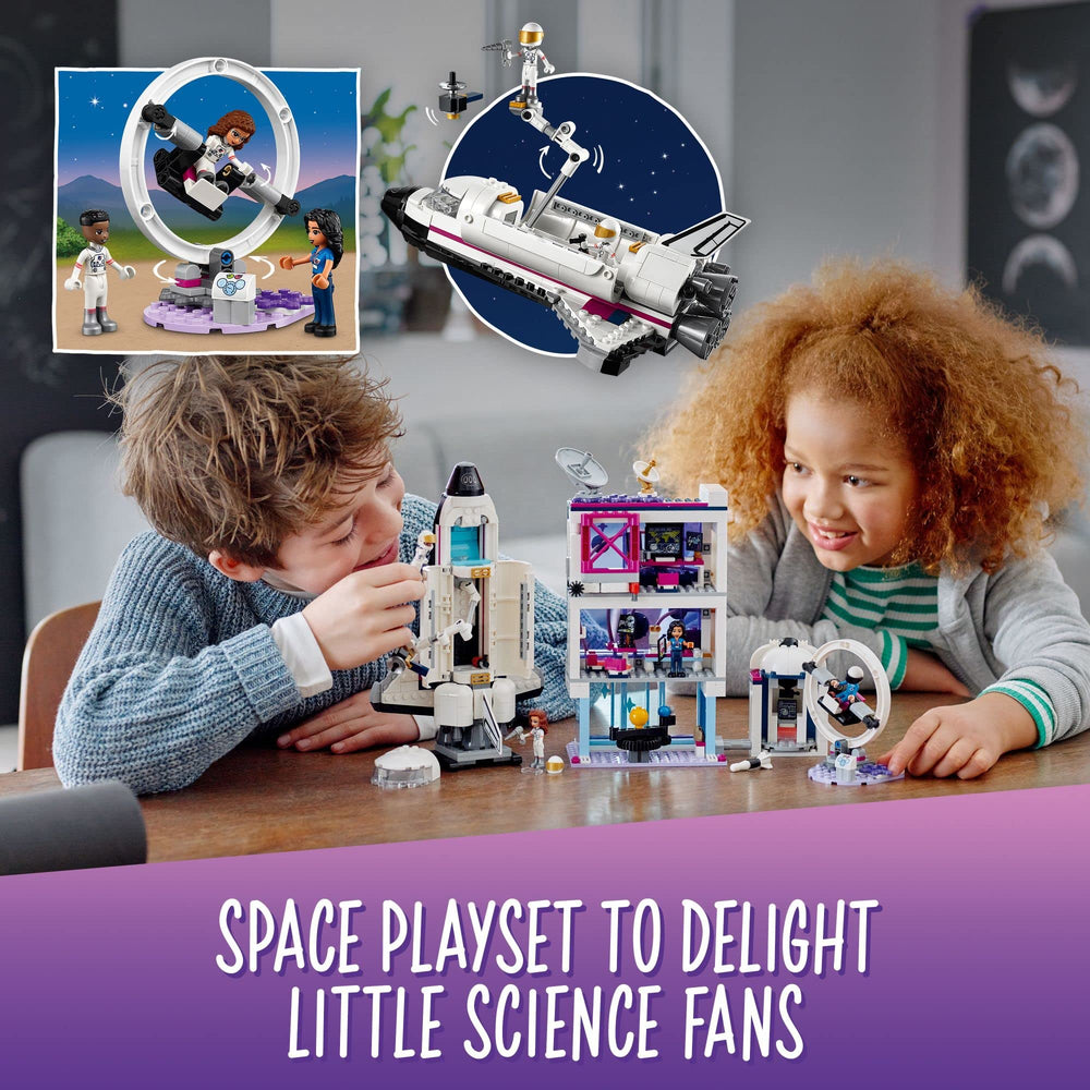 LEGO Friends Space Academy building provides a detailed classroom backdrop for STEM storytelling