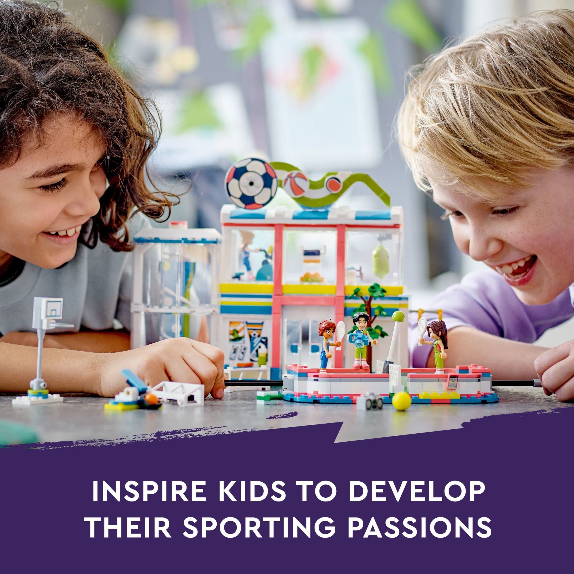 LEGO Friends Sports Center 41744 scoreboard supports imaginative scoring and friendly competition.