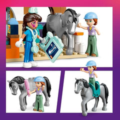 LEGO Friends stable scene with hay, pitchfork, and saddle for animal care