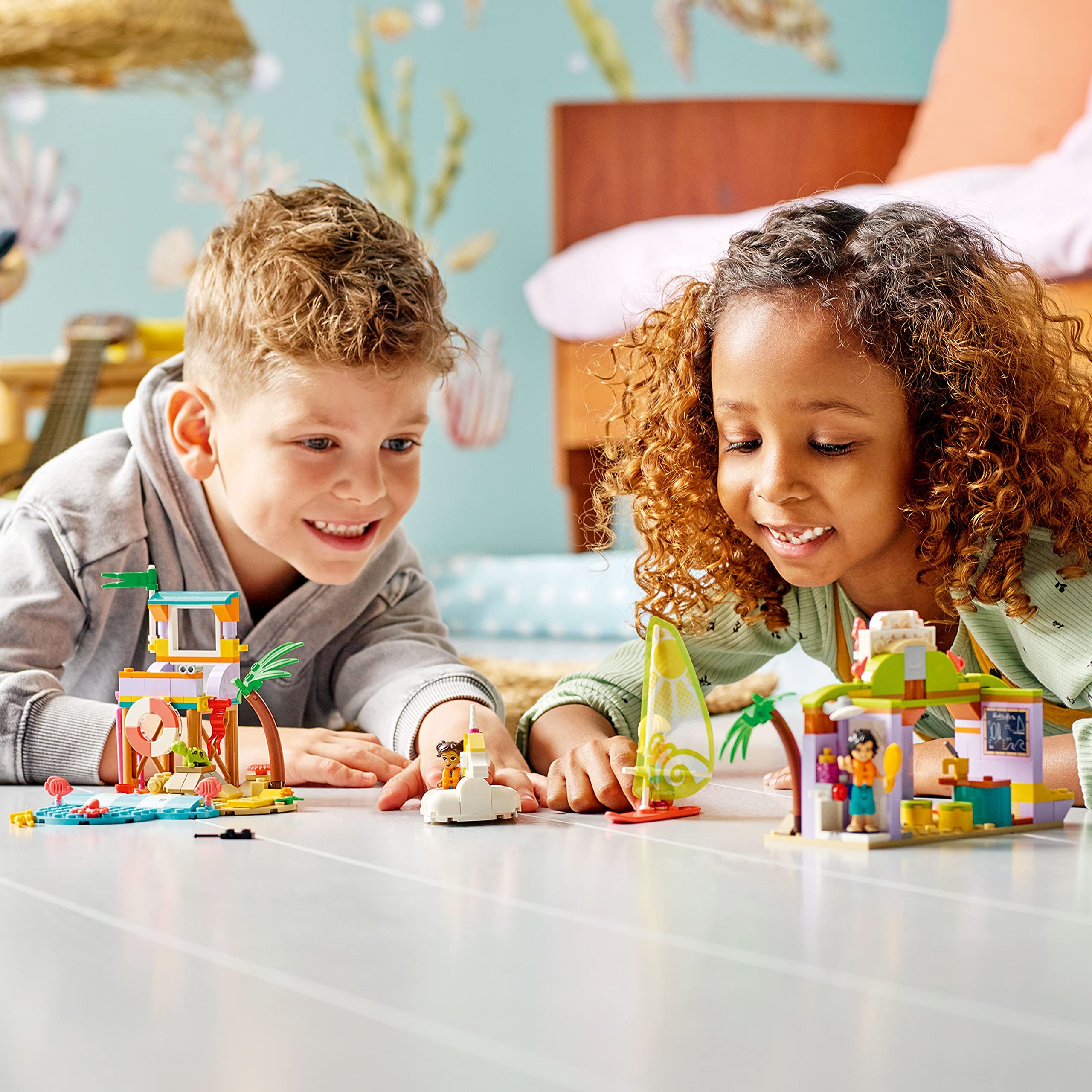 LEGO Friends Surfer Beach Fun snorkel and flippers invite underwater exploration