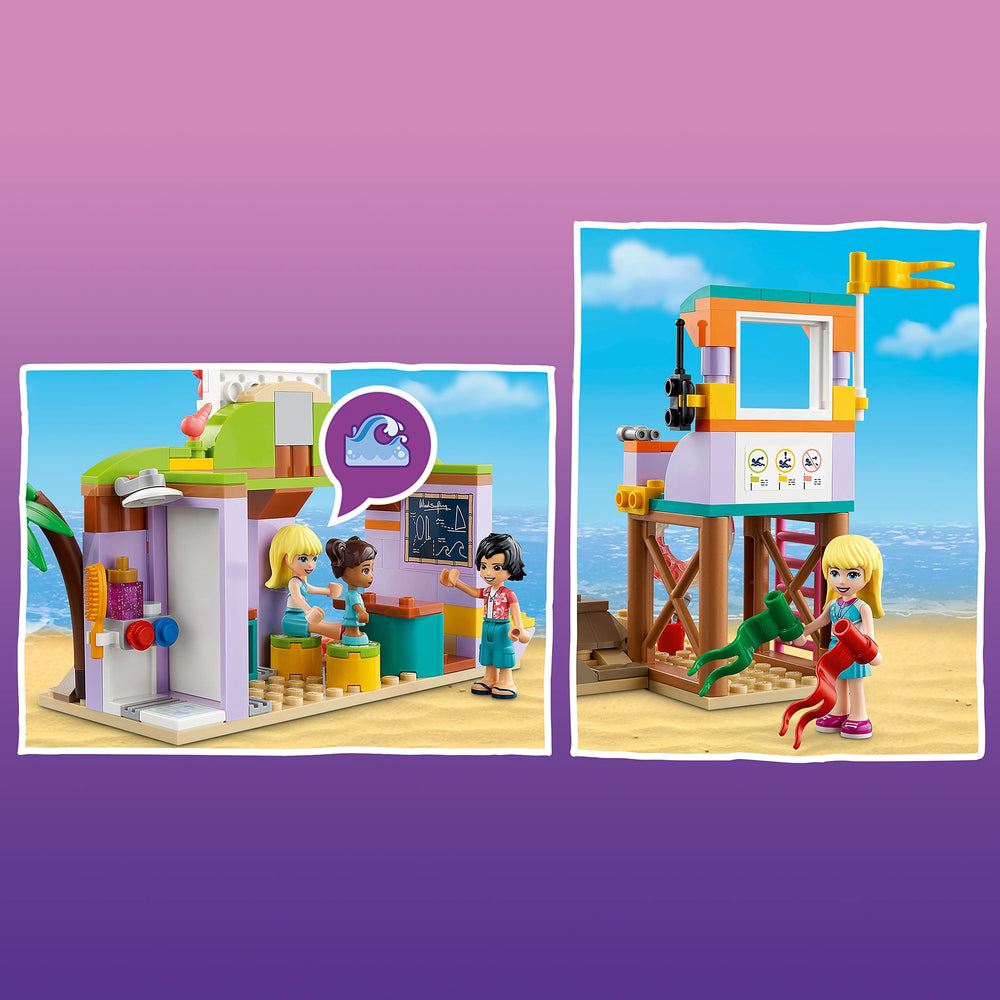 LEGO Friends Surfer Beach Fun unicorn floatie adds whimsy to sea play