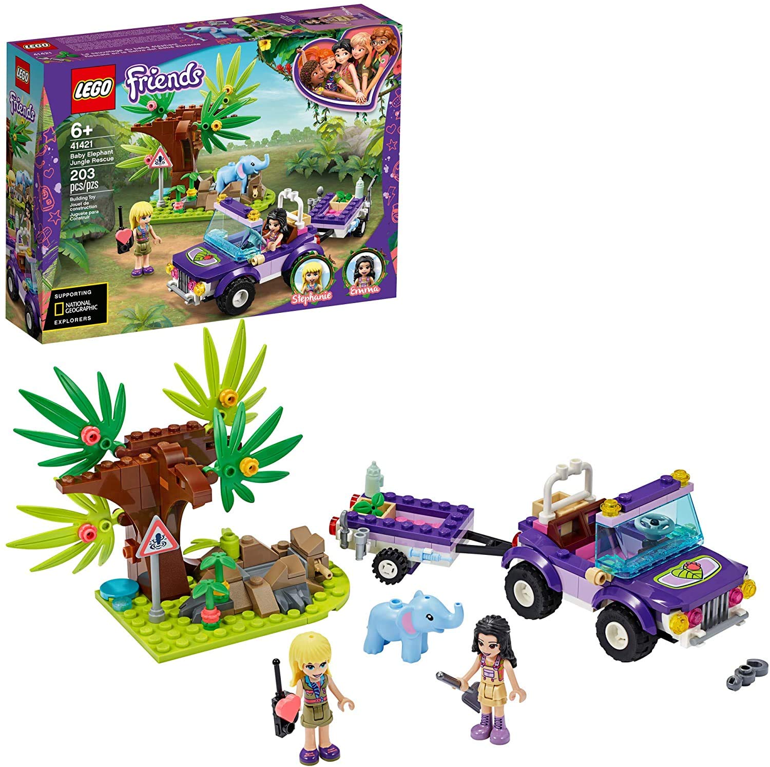 LEGO Friends Toy Trailer towing the elephant to safety during playtime.