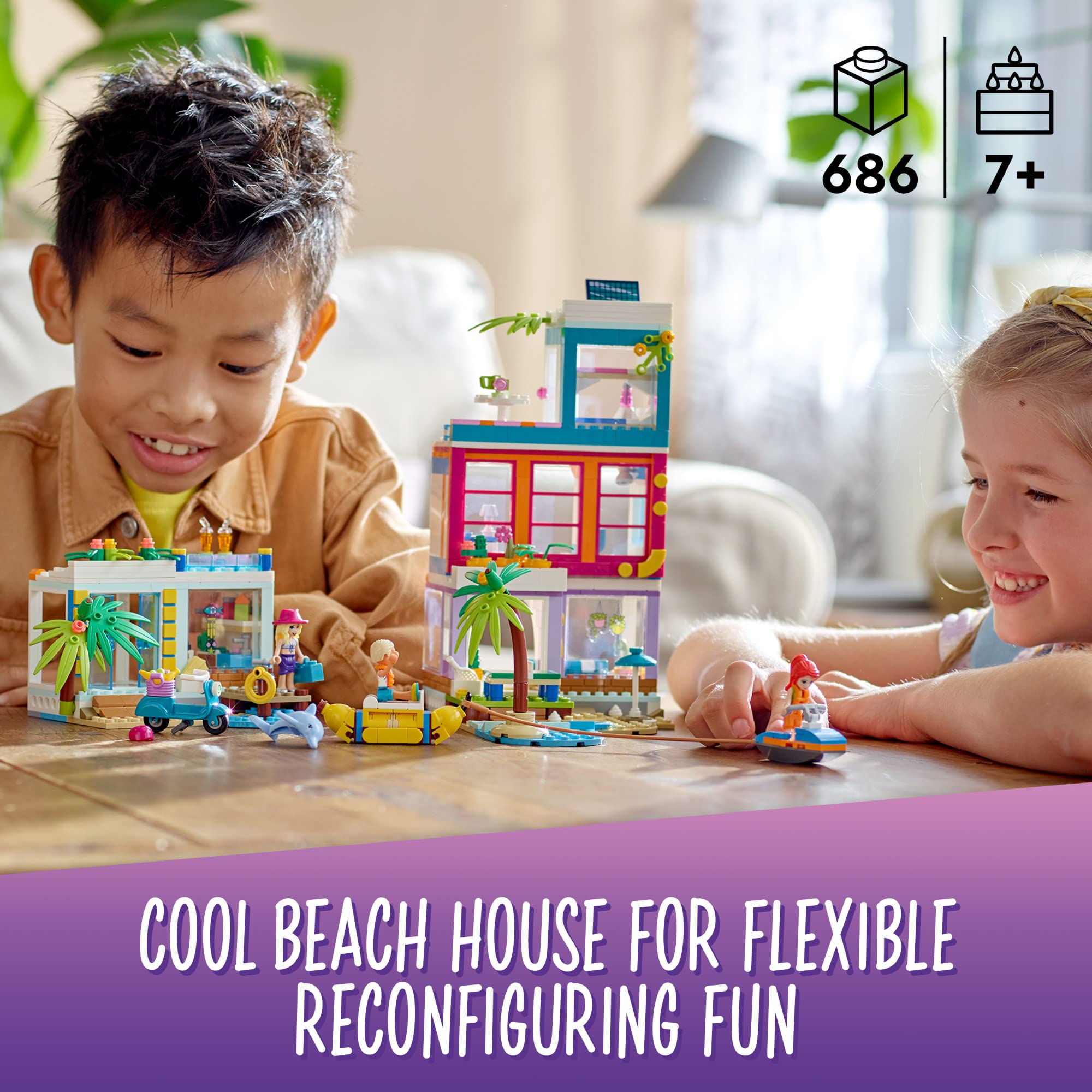 LEGO Friends Vacation Beach House 41709 bedroom scene for cozy storytelling
