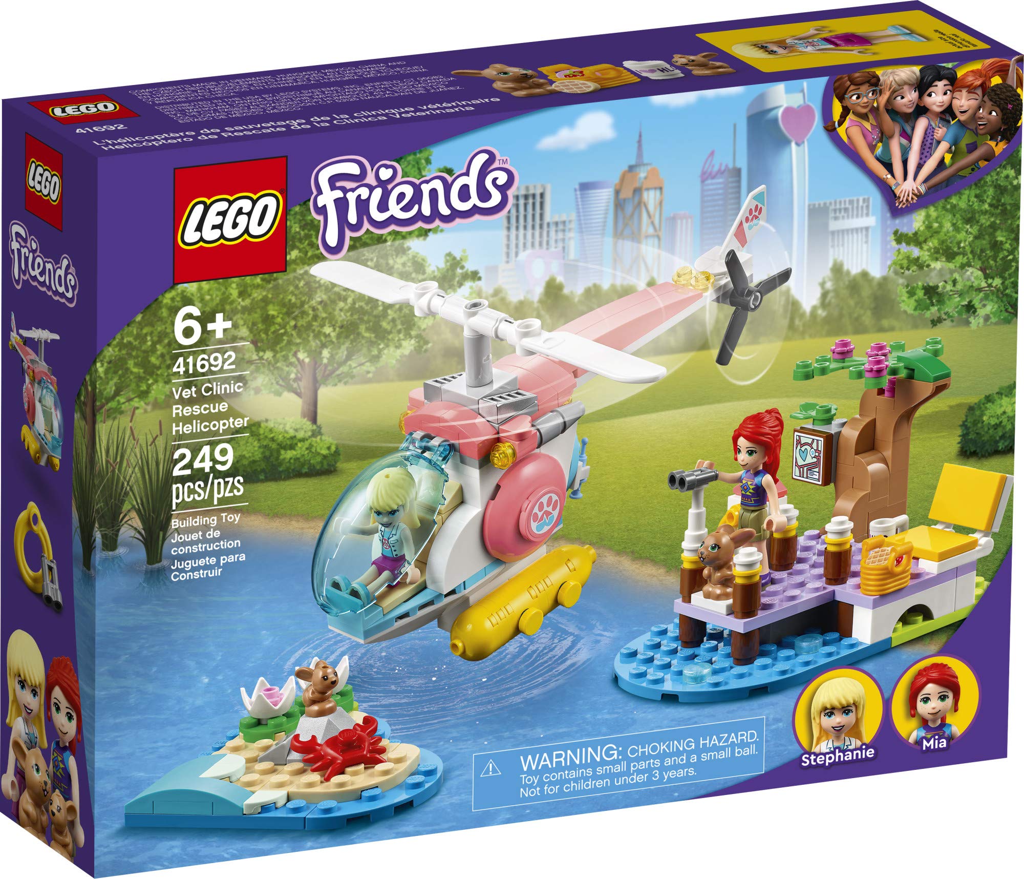 LEGO Friends Vet Clinic Rescue Helicopter 41692 rabbit figure encourages gentle animal care play