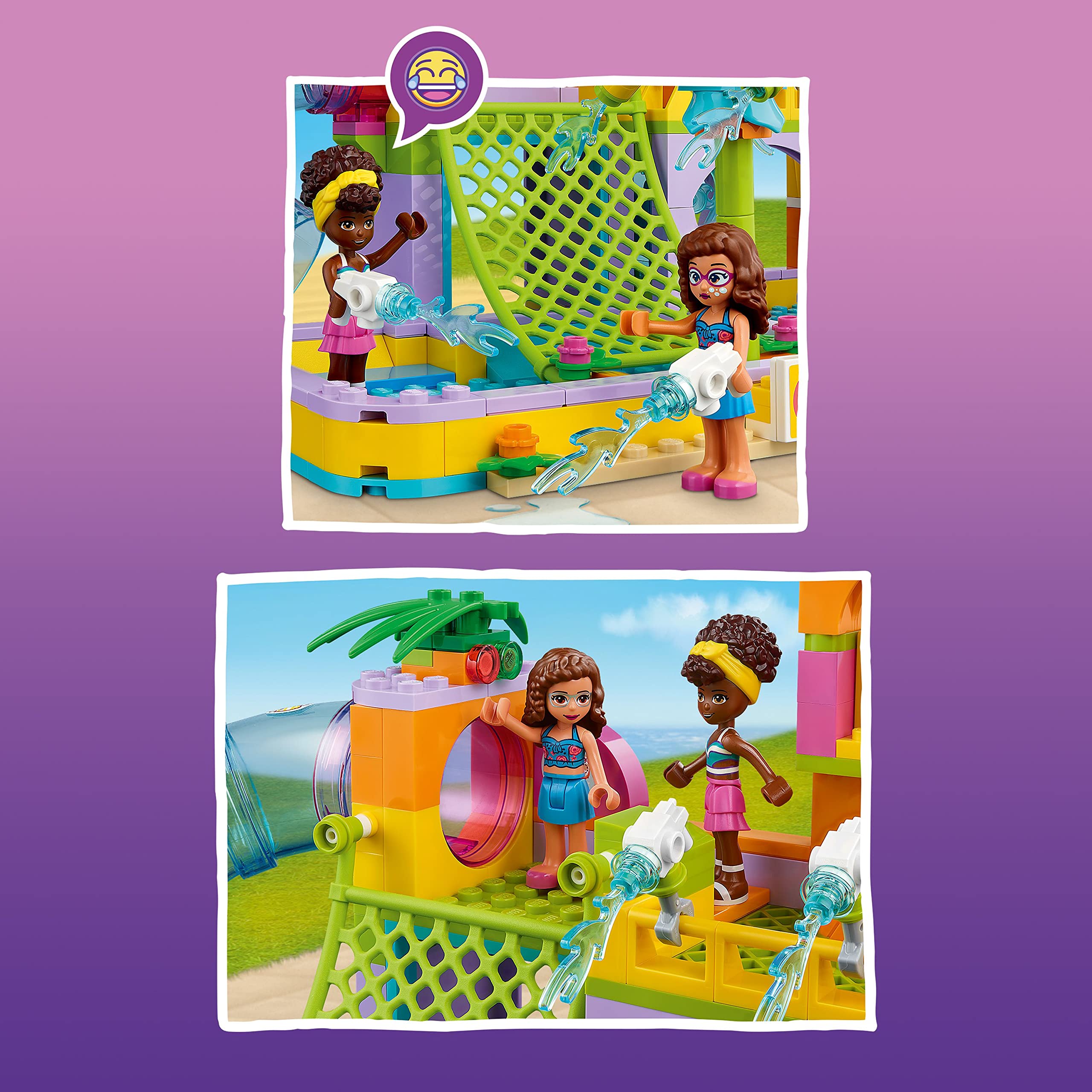 LEGO Friends Water Park 41720 spraying octopus adds interactive water cannon action.