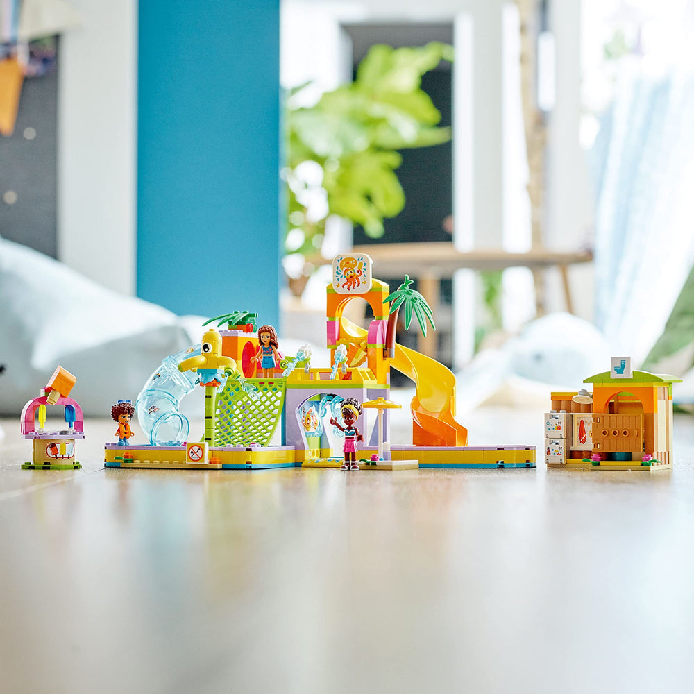 LEGO Friends Water Park 41720 two slides invite splashy adventures for kids.