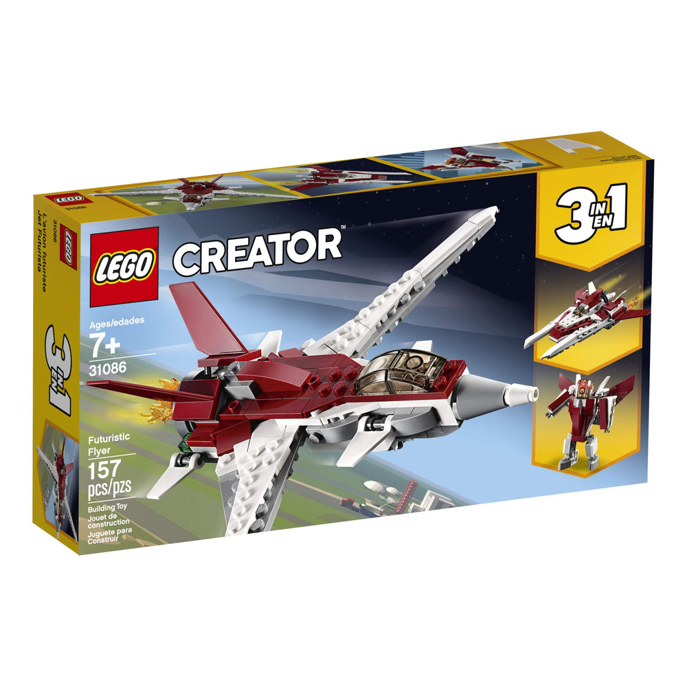 LEGO Futuristic Flyer jet engine flame showcases motion-ready propulsion for action-packed play.