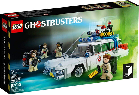 LEGO Ghostbusters Ecto-1 front view with logo and gear for display and play