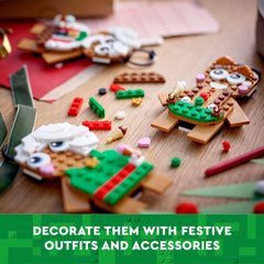 LEGO Gingerbread Ornaments hanging loops enable easy tree decorating.