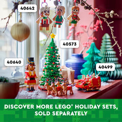 LEGO Gingerbread Ornaments side view highlights three buildable figures.