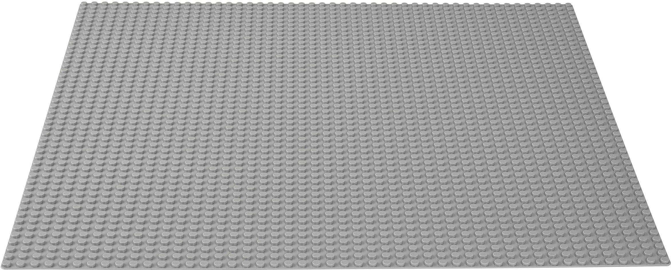 LEGO gray baseplate 10701 provides a large play surface for brick builds.