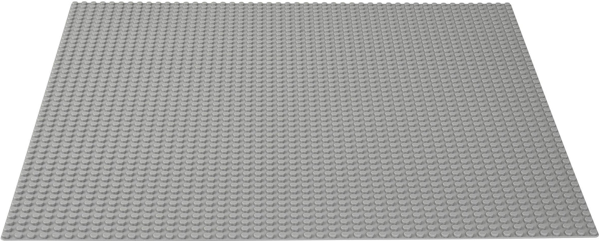 LEGO gray baseplate 10701 provides a large play surface for brick builds.