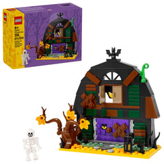 LEGO Halloween Barn front view showing weathered exterior for spooky storytelling and display