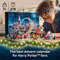 LEGO Harry Potter Advent Calendar 2025 minifigs lineup in festive sweaters for storytelling