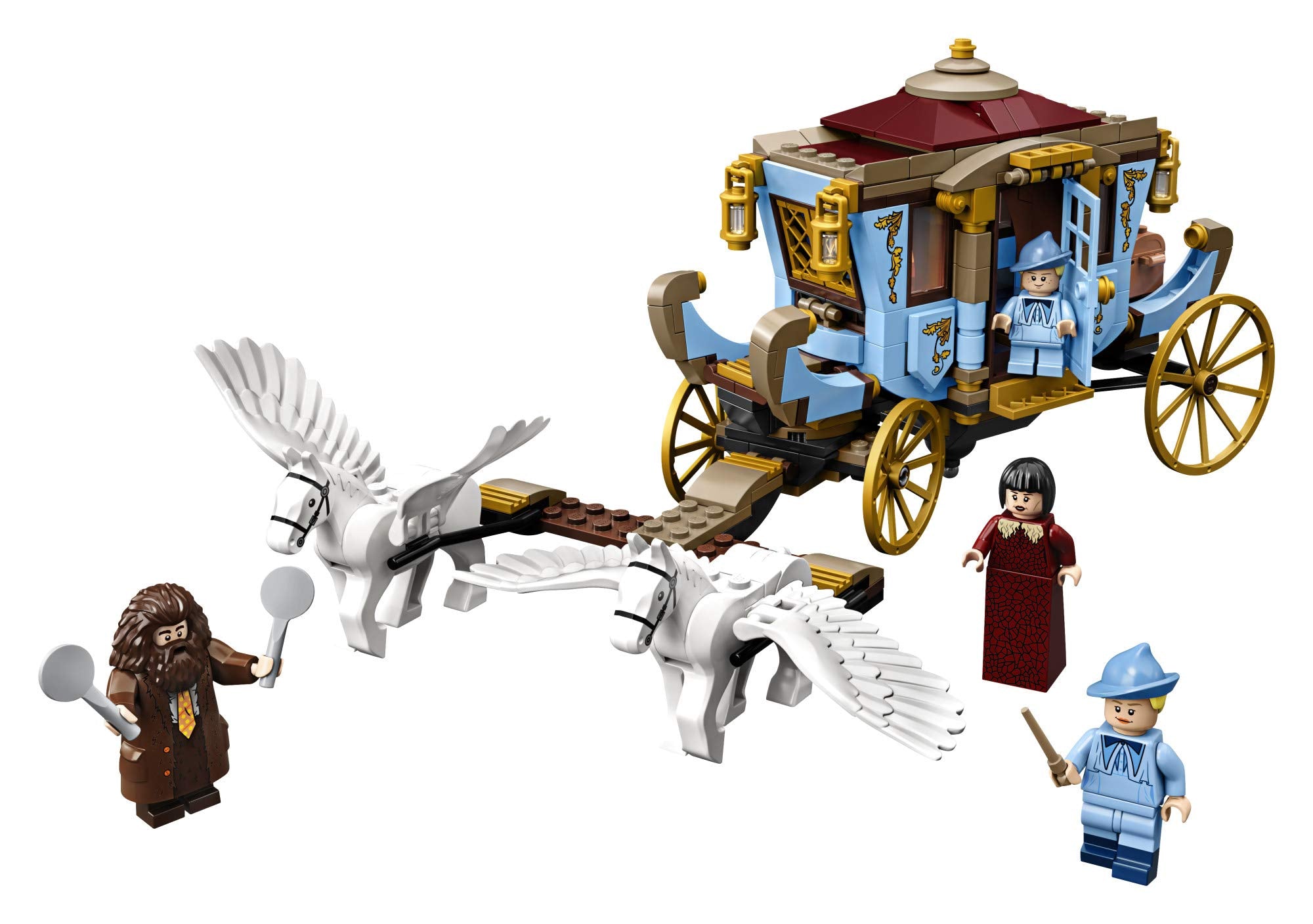 LEGO Beauxbatons minifigures adding character to classroom and travel-themed adventures.