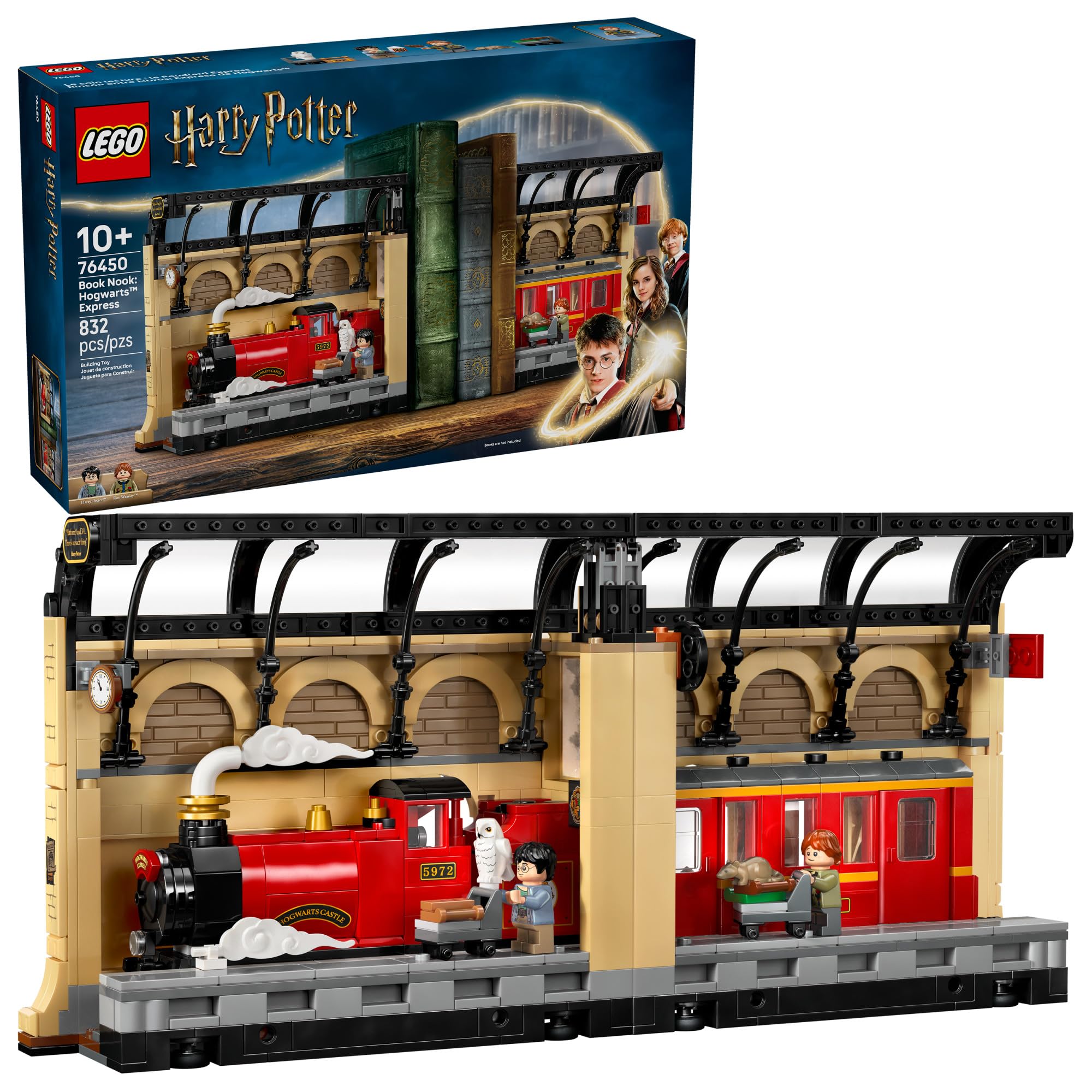 LEGO Harry Potter Book Nook Hogwarts Express front view shows shelf-ready magic