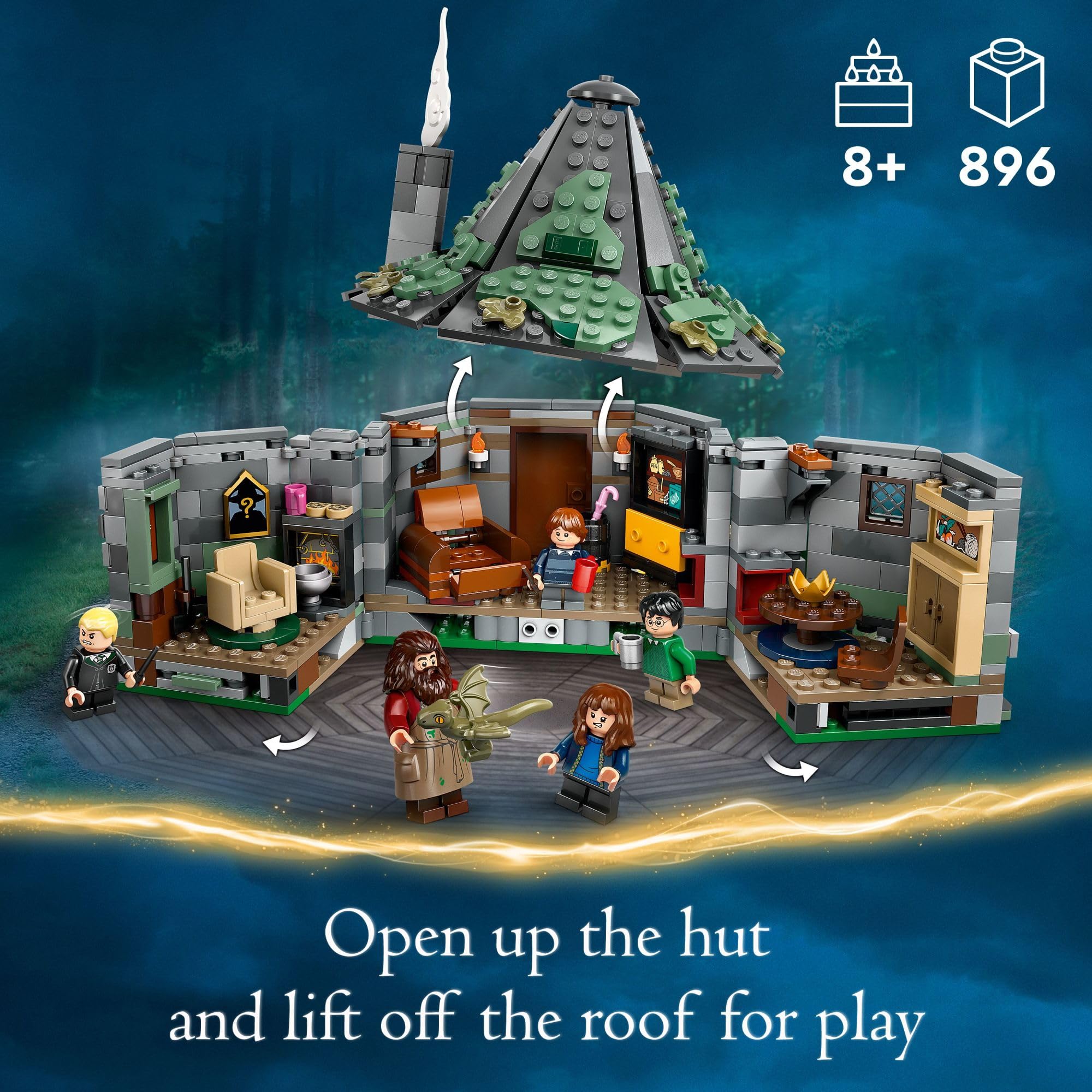 LEGO Harry Potter Hagrid's Hut dragon Norbert egg detail for magical adventures