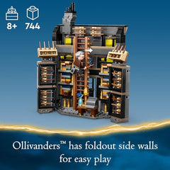 LEGO Harry Potter minifigures lineup including Potter and Ollivander for storytelling