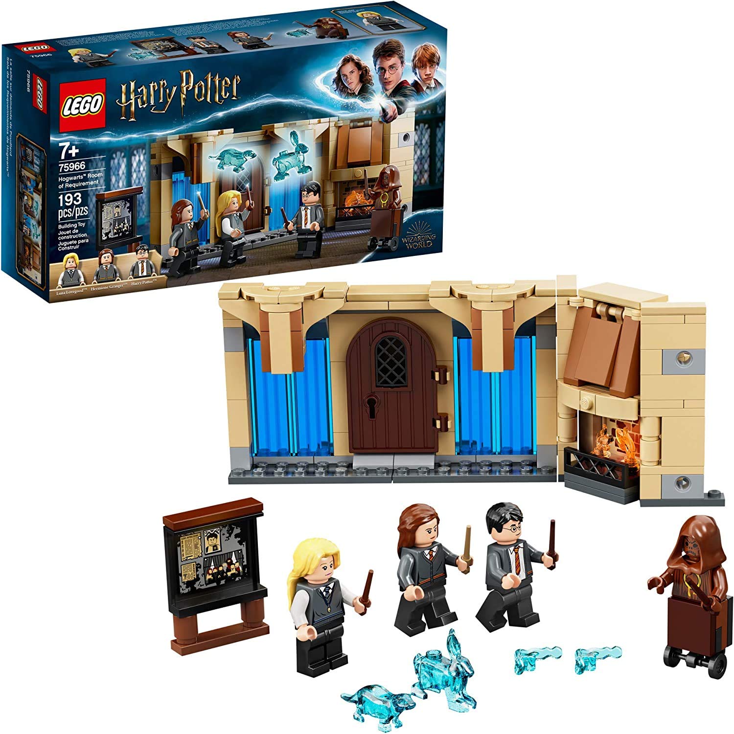 Harry Potter minifigure with wand ready for heroic spells in LEGO set.