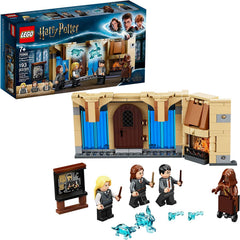 Harry Potter minifigure with wand ready for heroic spells in LEGO set.