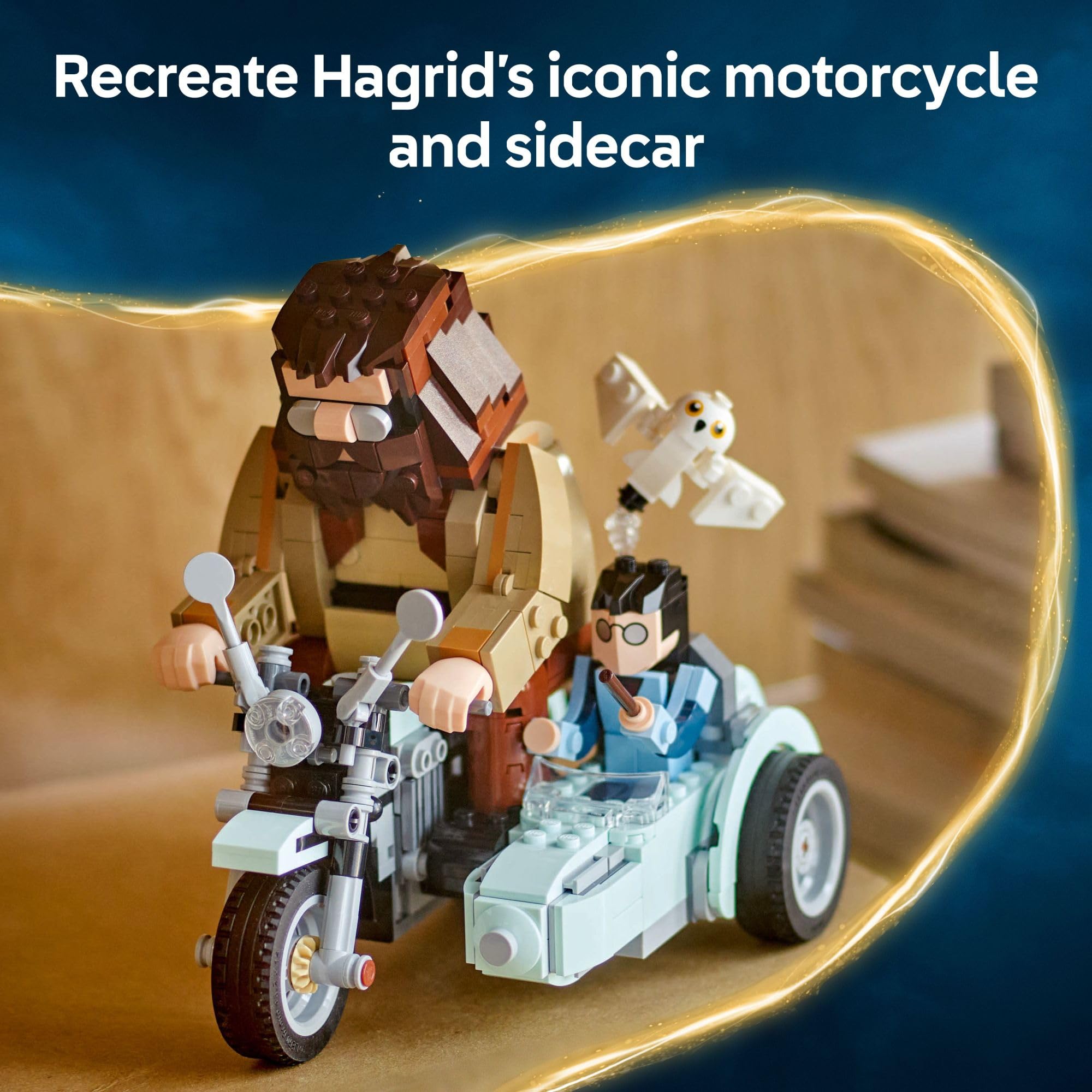 LEGO Hedwig with rotating head and wings enhances poseable play.
