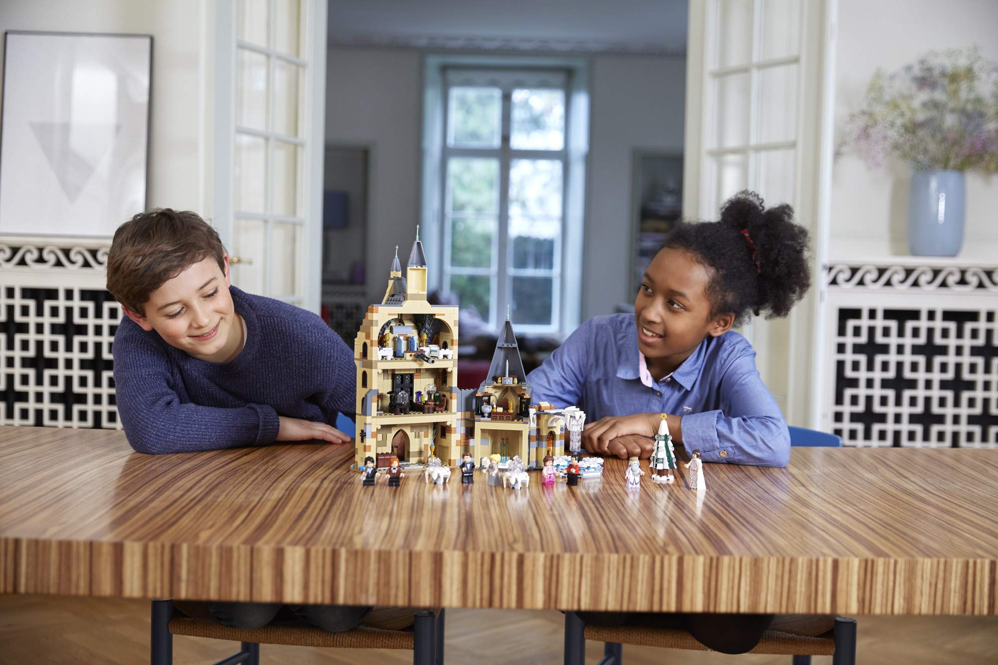 LEGO Harry Potter Hogwarts Clock Tower display of Dumbledores Office scene