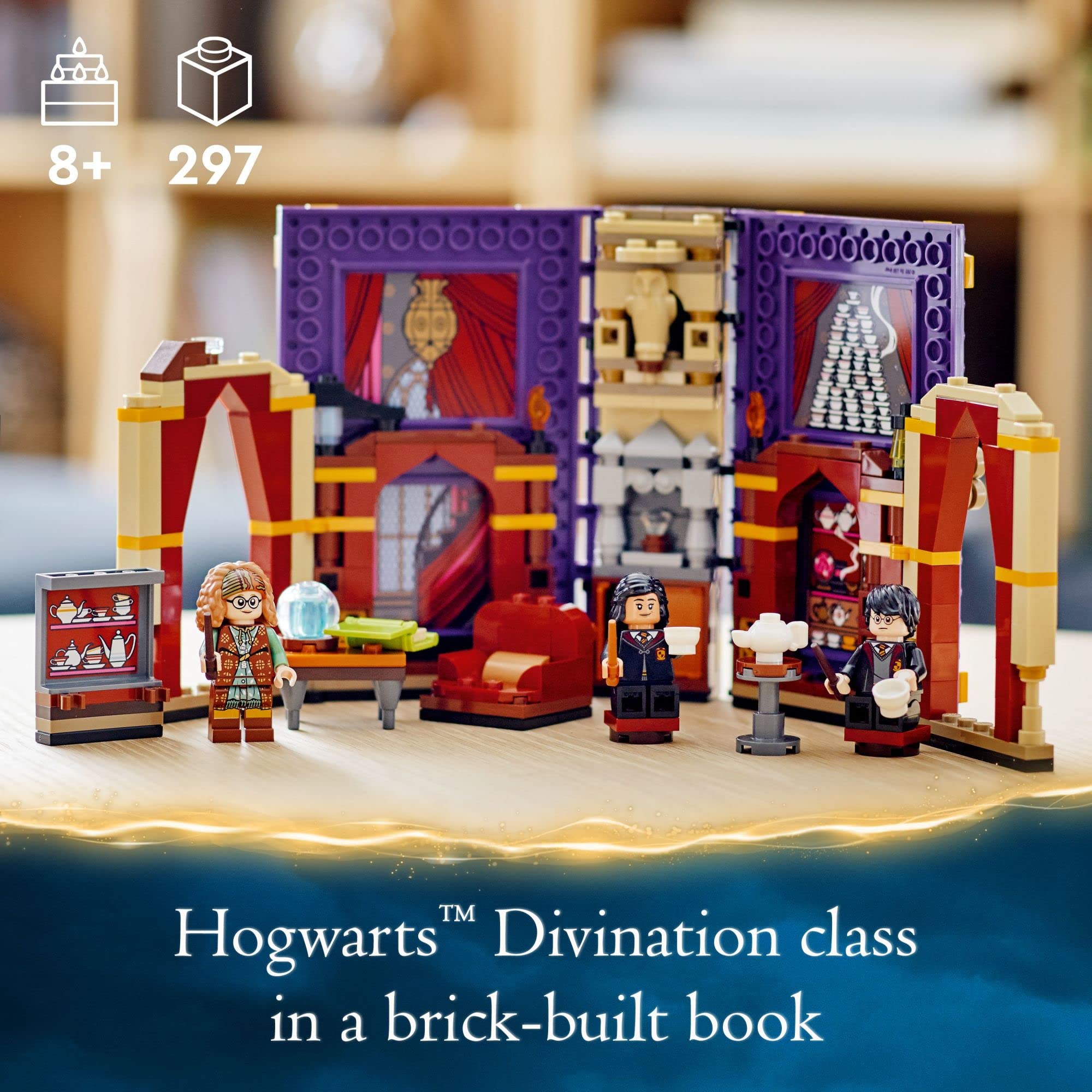 LEGO Harry Potter Hogwarts Moment divination class minifigs display iconic trio for imaginative spellwork