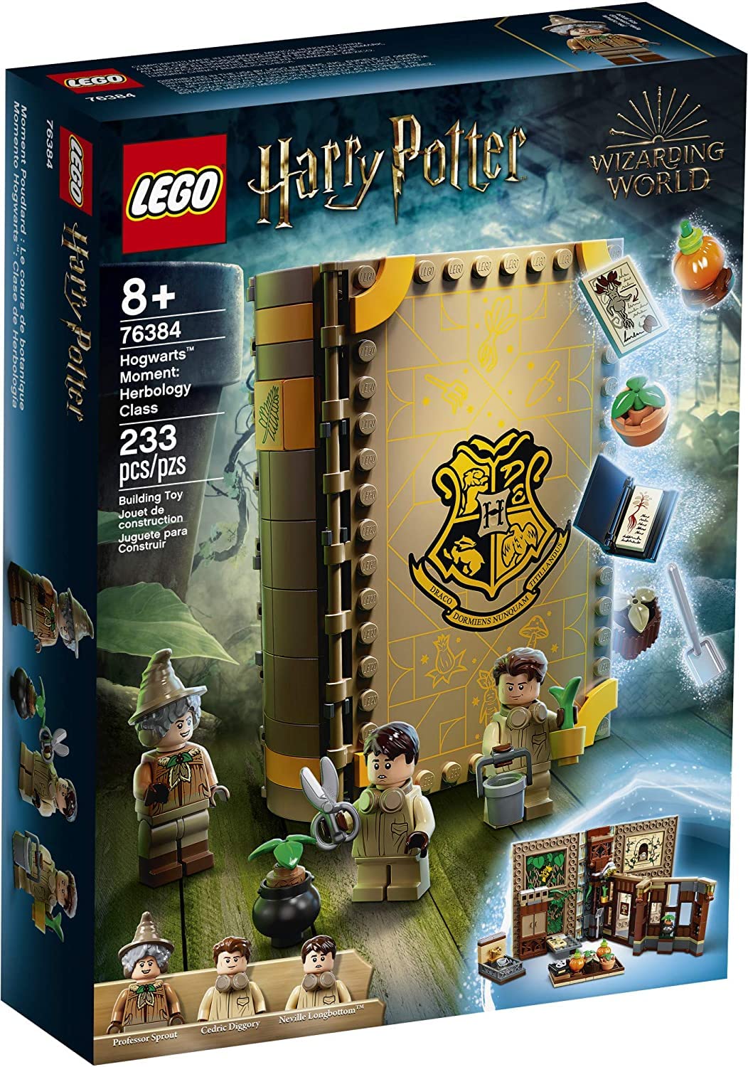 LEGO Harry Potter Hogwarts Moment herbology class cover opens to reveal greenhouse scene for imagination