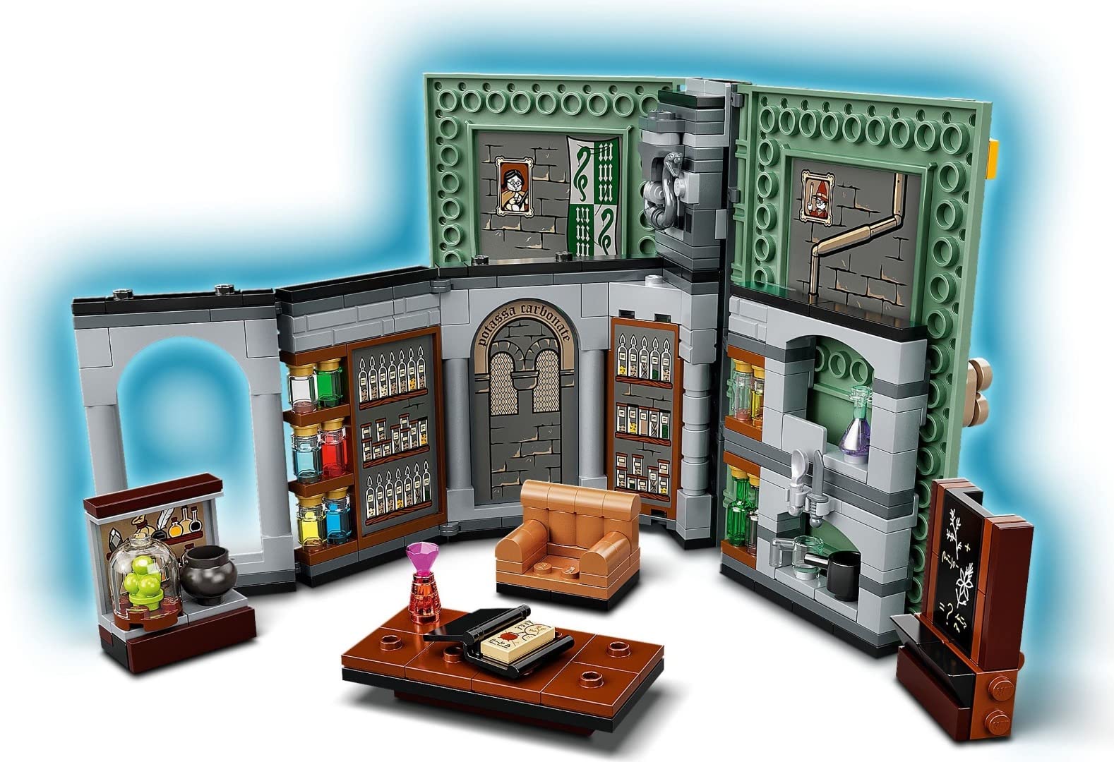 LEGO Harry Potter Hogwarts Moment Potions Class Draco minifigure joins the classroom play.