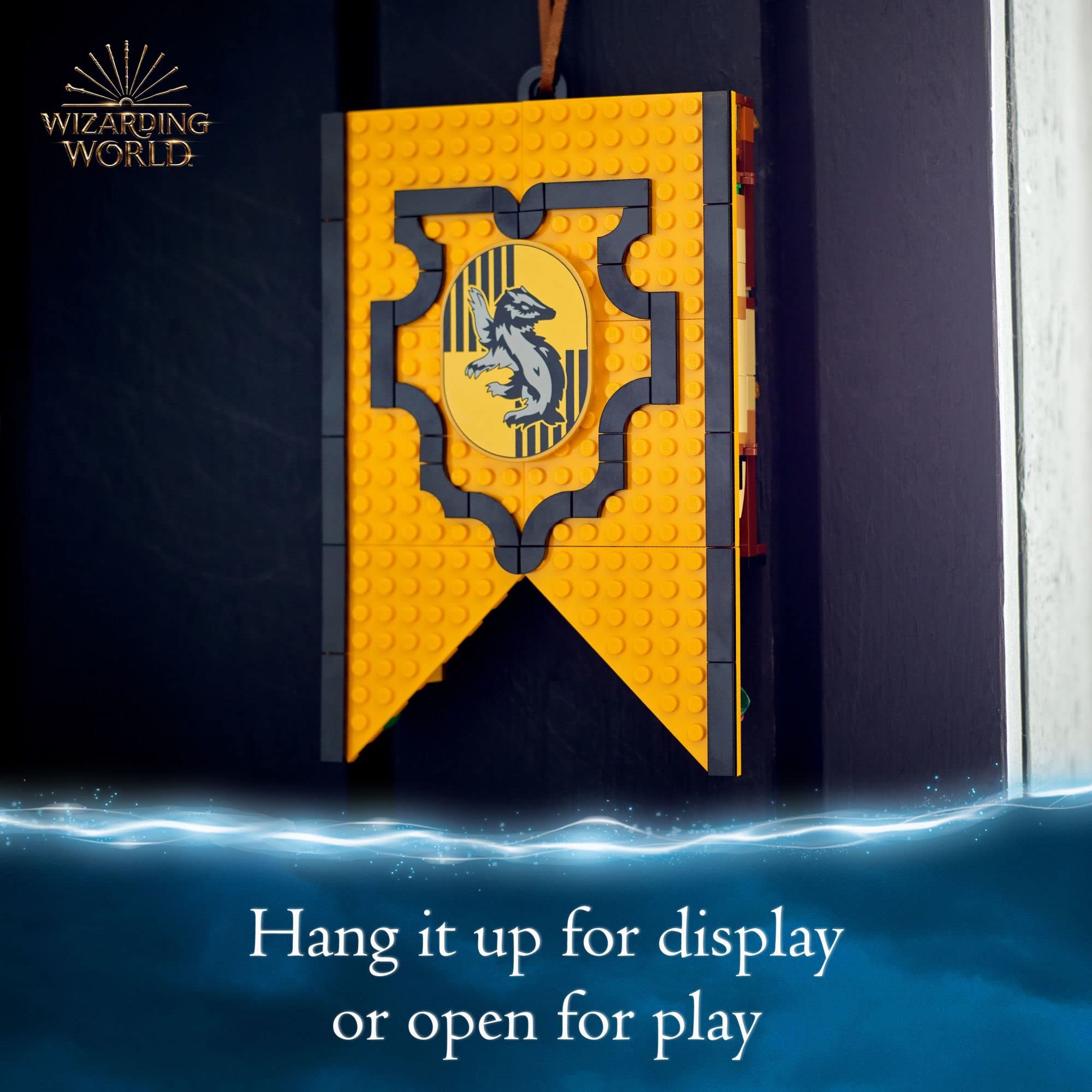LEGO Harry Potter Hufflepuff banner common room interior offers imaginative play space
