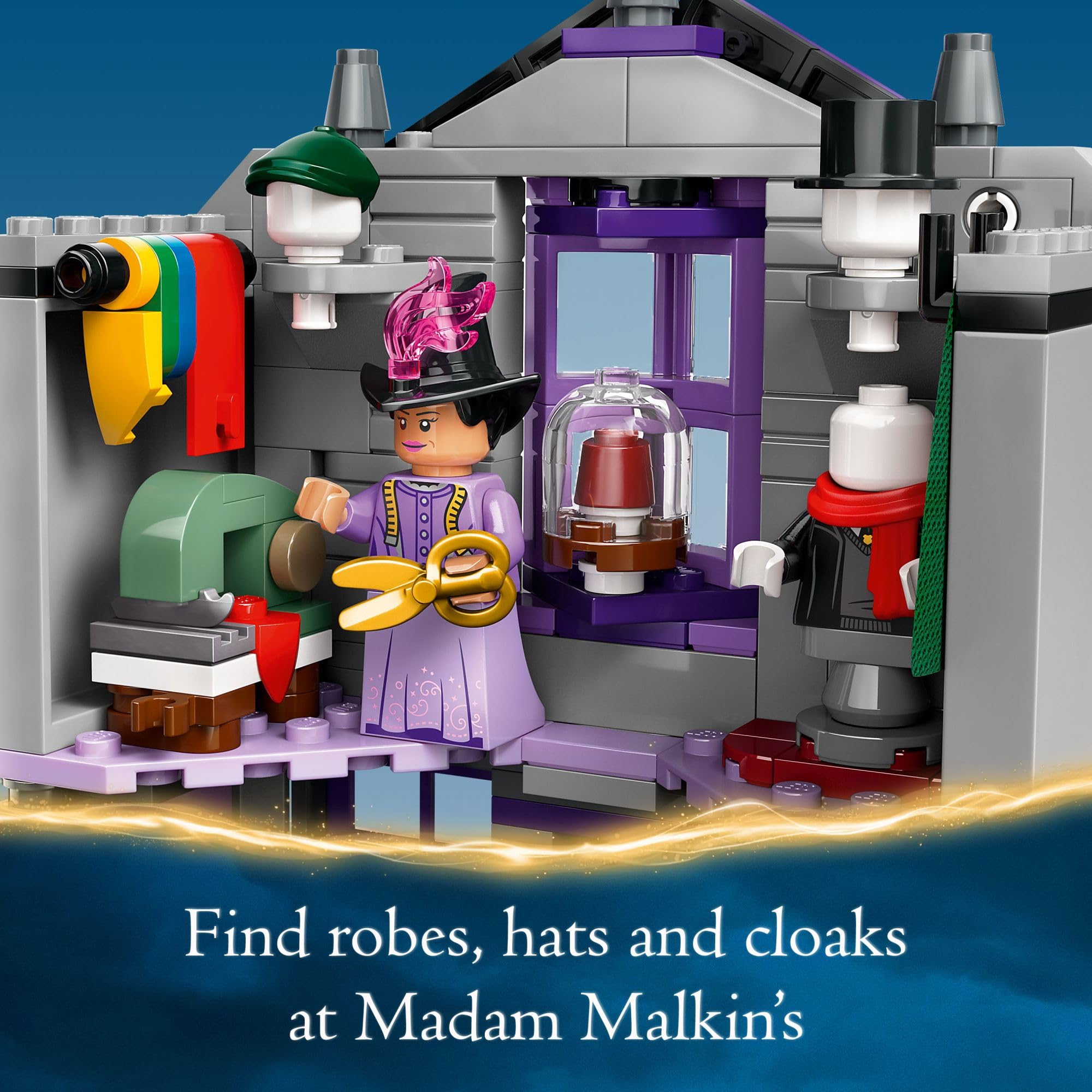LEGO Harry Potter Madam Malkin's mannequins and cloaks for creative costume styling.
