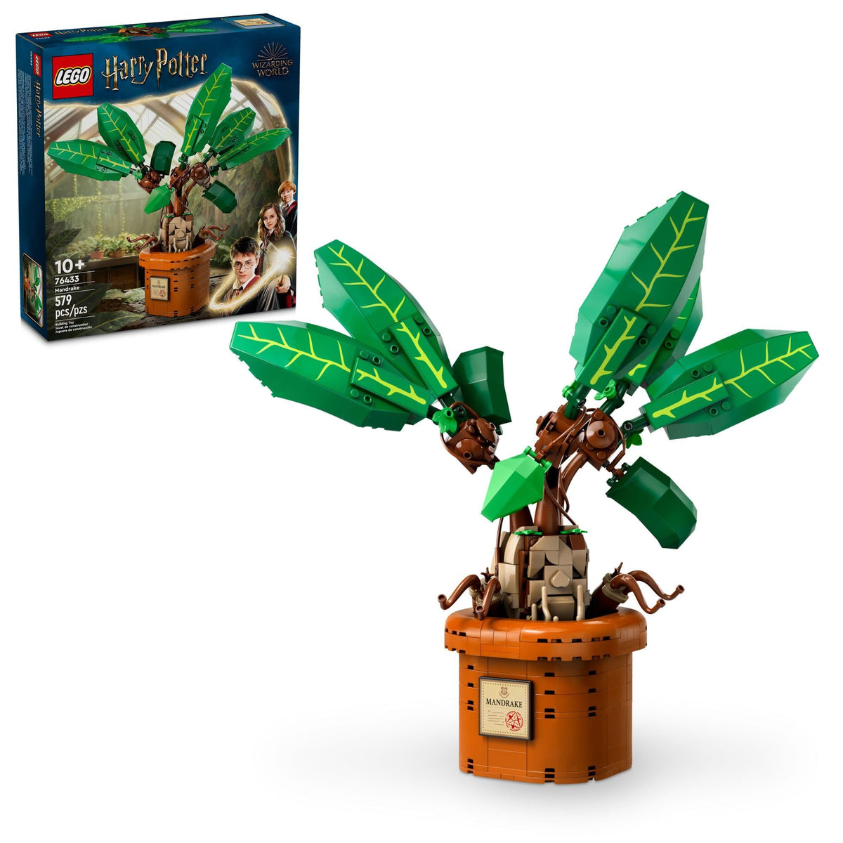 LEGO Harry Potter Mandrake plant toy displays the magical plant in a buildable pot.