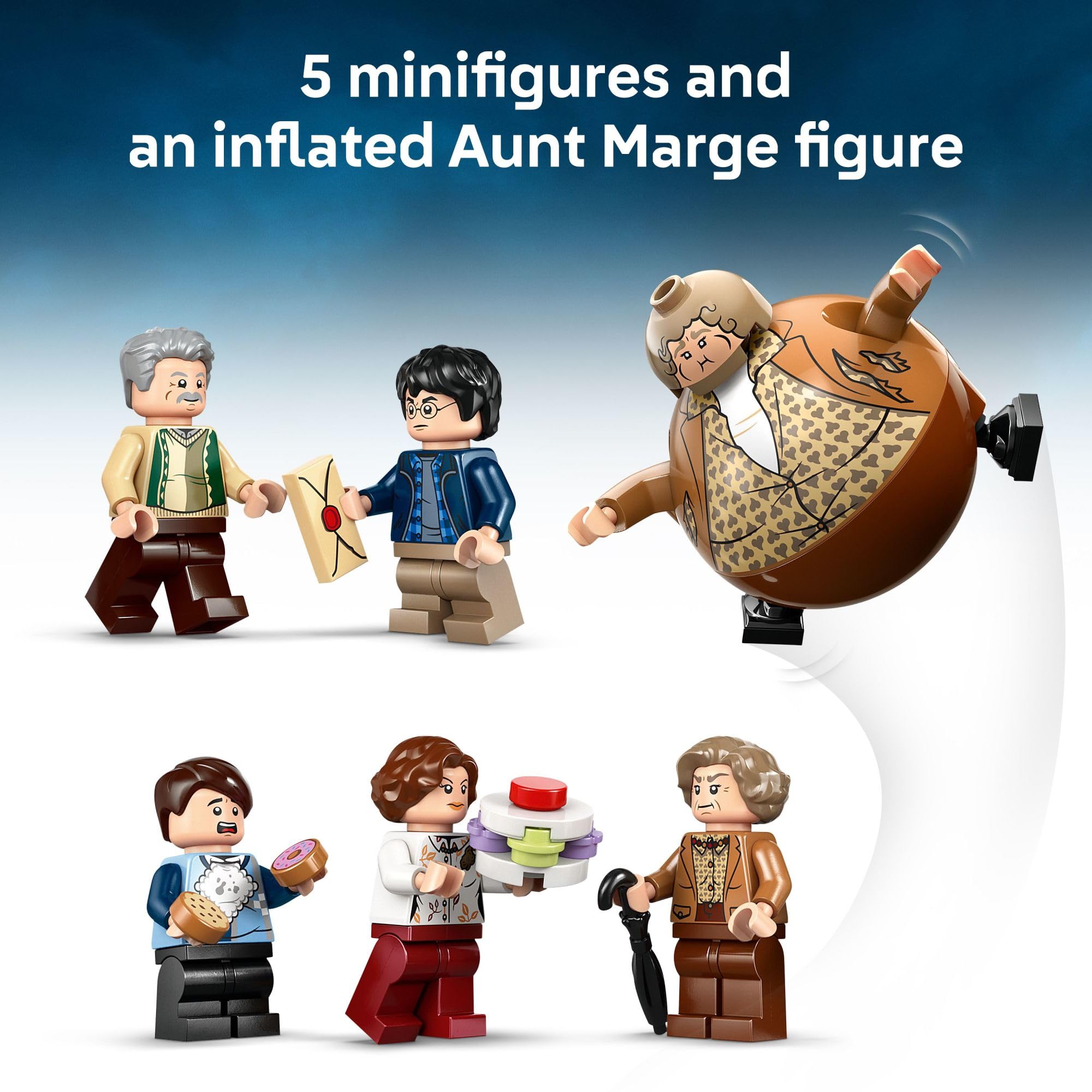 LEGO Harry Potter Privet Drive Aunt Marge inflation moment to recreate the iconic scene.