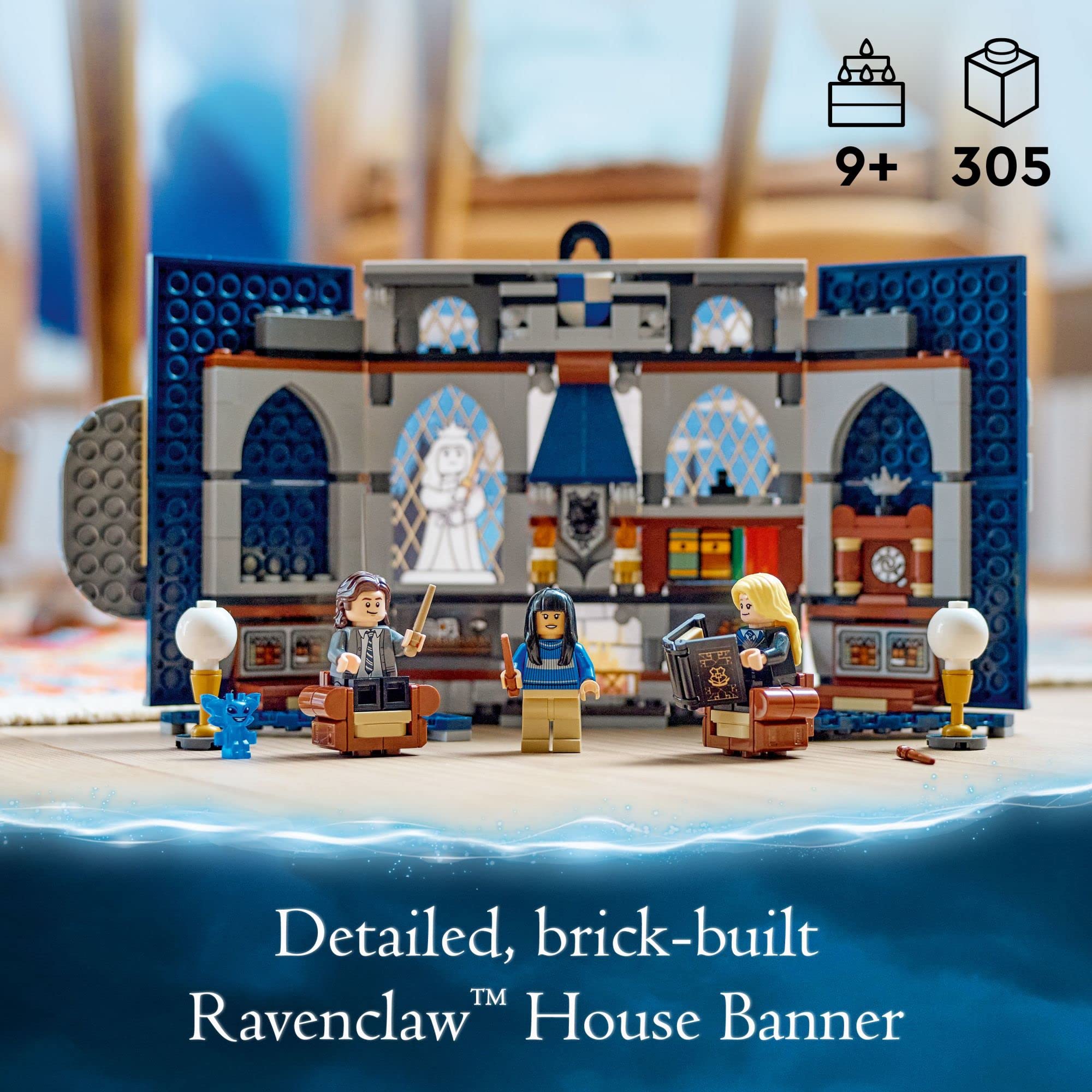Ravenclaw banner opened to reveal the common room scene for imaginative play
