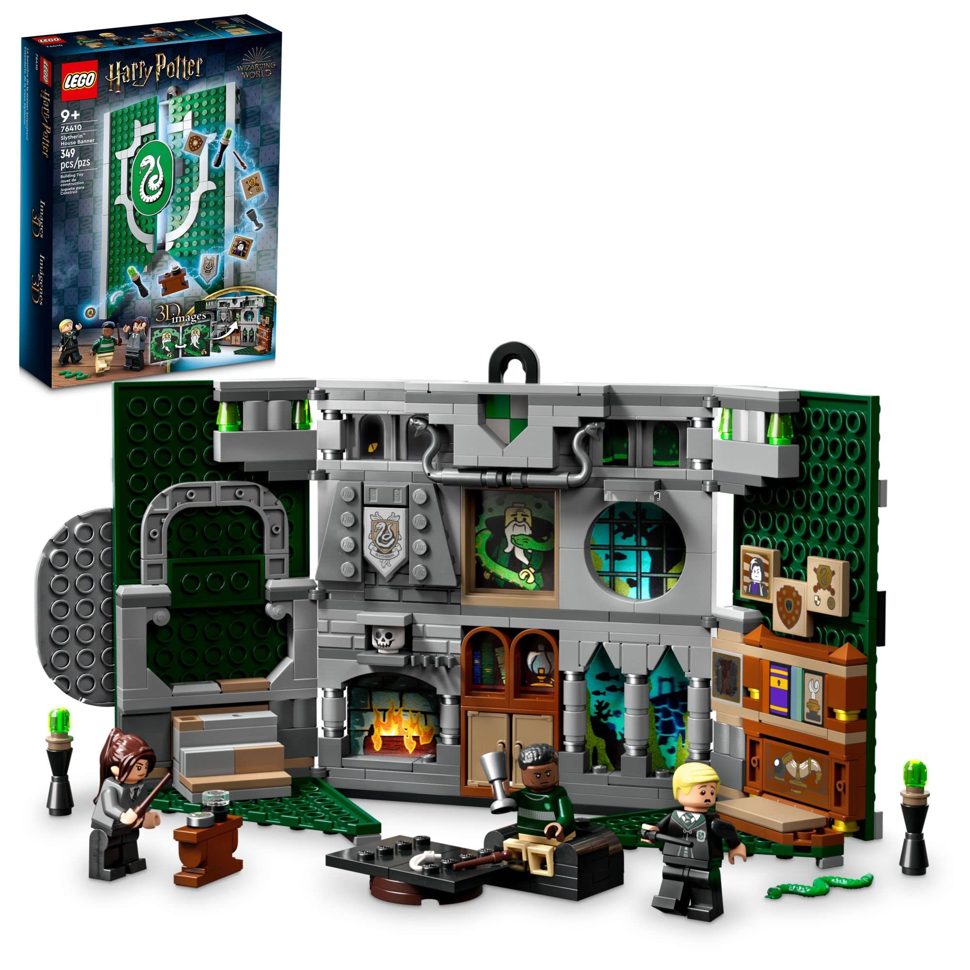 LEGO Harry Potter Slytherin banner wall art with crest and hanger