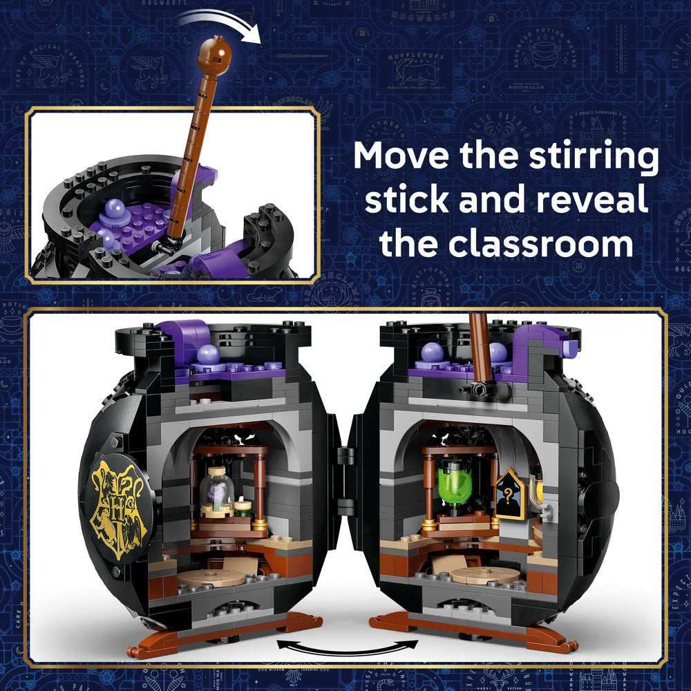 LEGO Harry Potter Snape minifigure joins Hermione for classroom role-play.