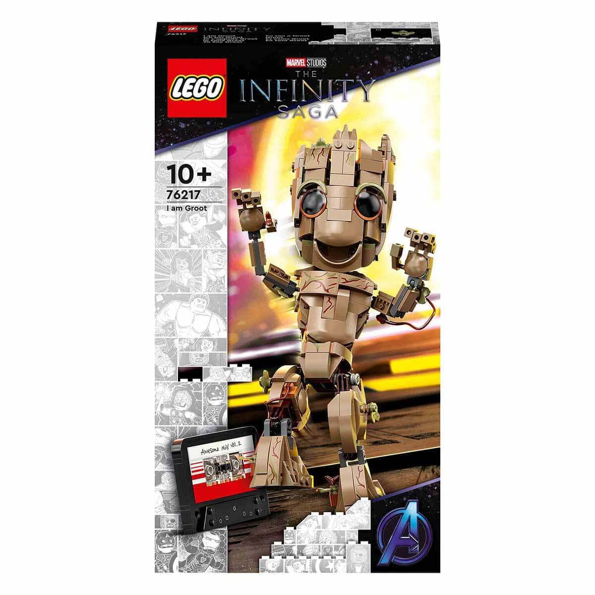 LEGO I Am Groot 76217 cassette accessory enhances dance scene recreation.
