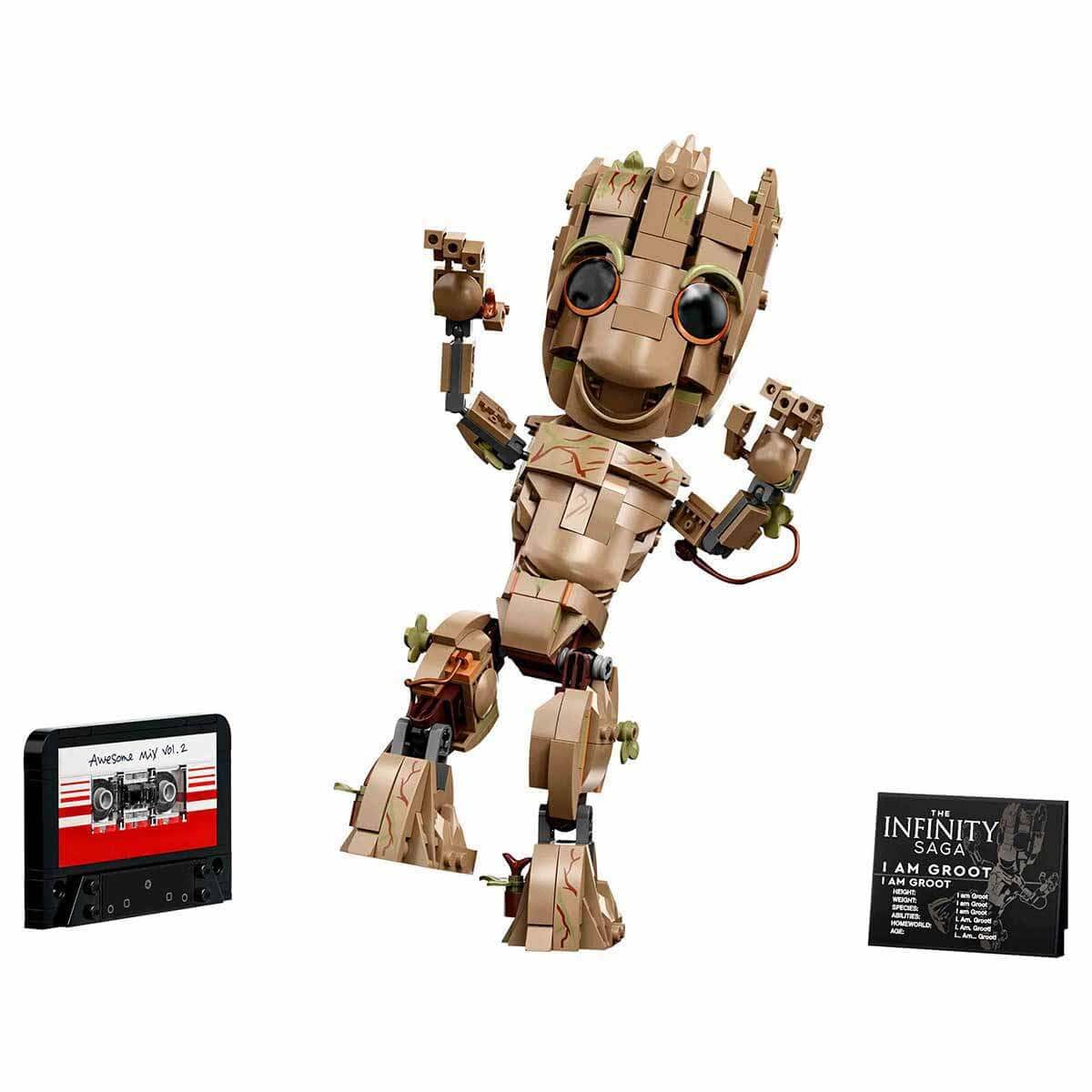 LEGO I Am Groot 76217 poseable Baby Groot figure ready for dynamic poses.