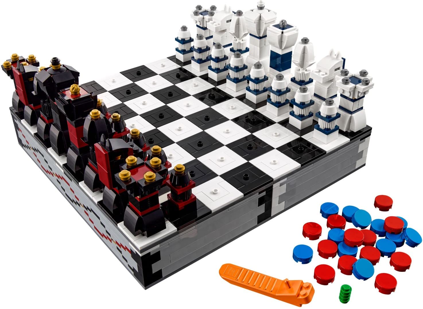 LEGO Iconic Chess Set 40174 buildable pieces with secure interlock.