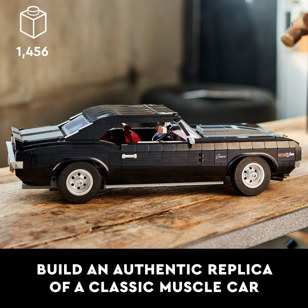 LEGO Icons Chevrolet Camaro Z28 10304 side profile highlights color choices and styling