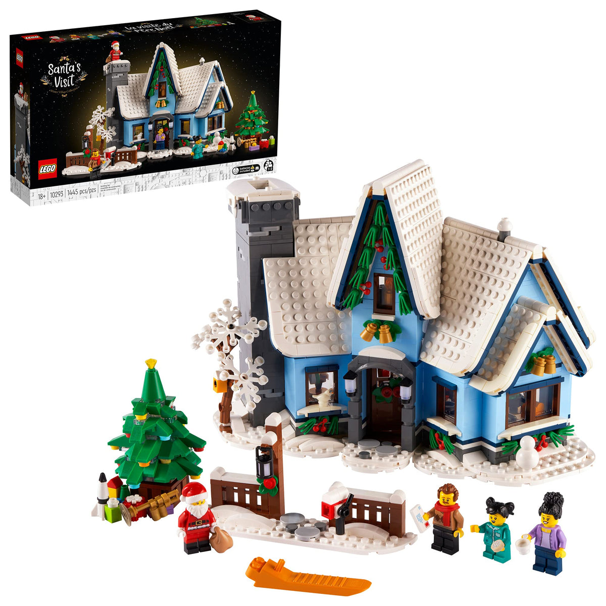 LEGO Icons Santa’s Visit 10293 exterior Christmas house for festive display ideas.