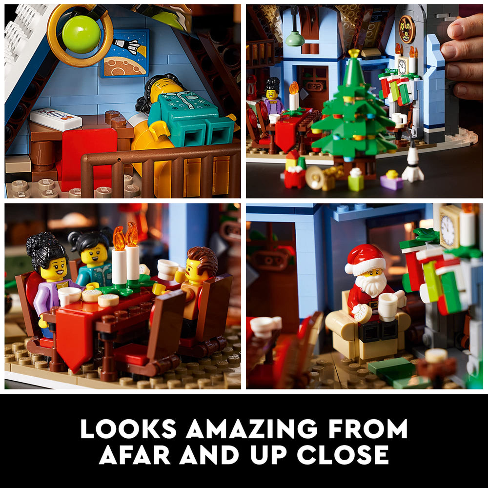 LEGO Icons Santa’s Visit 10293 four minifigures for festive storytelling.