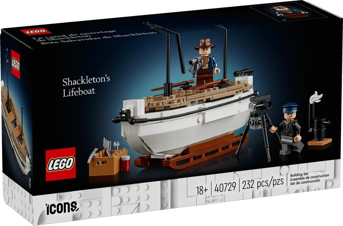 LEGO Icons Shackleton’s Lifeboat model—interior details enhance display realism.