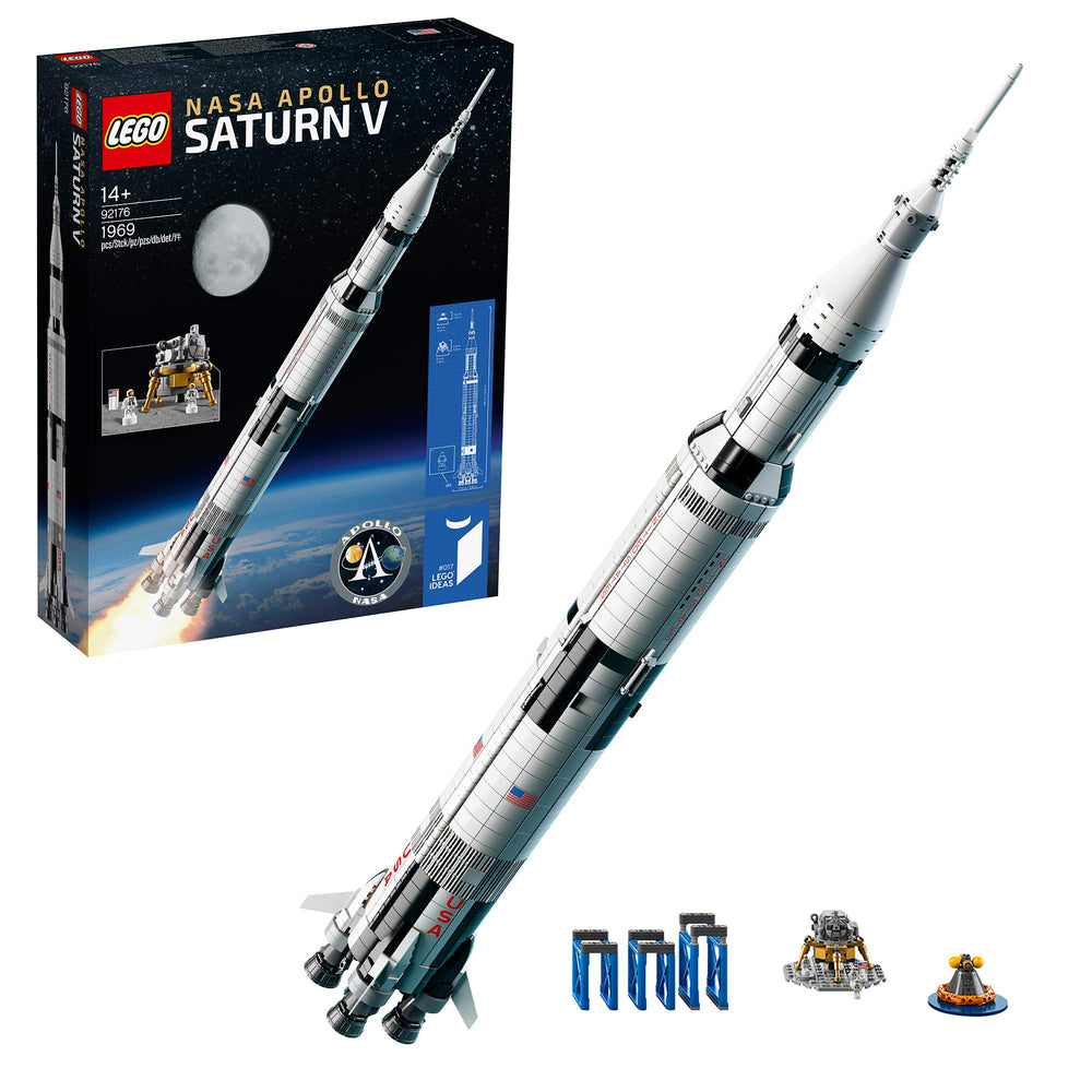 LEGO Ideas Apollo Saturn V model for elegant display and storytelling.