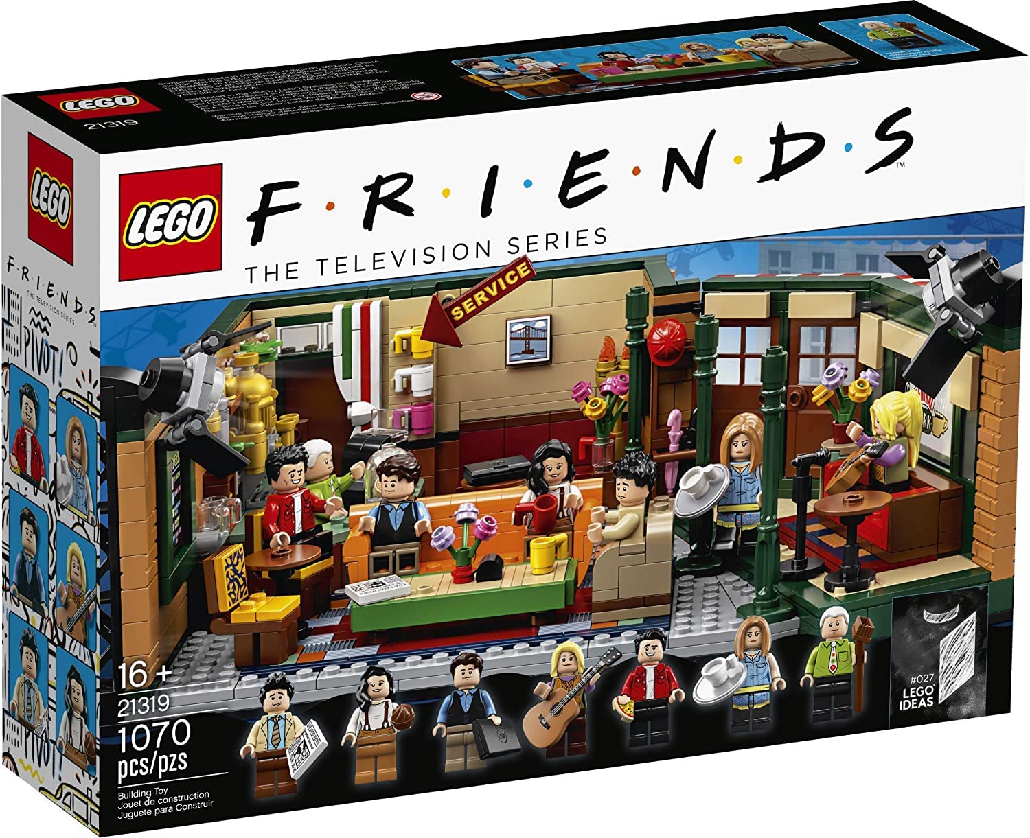 LEGO Ideas Central Perk cafe front detail for authentic Friends nostalgia and display.