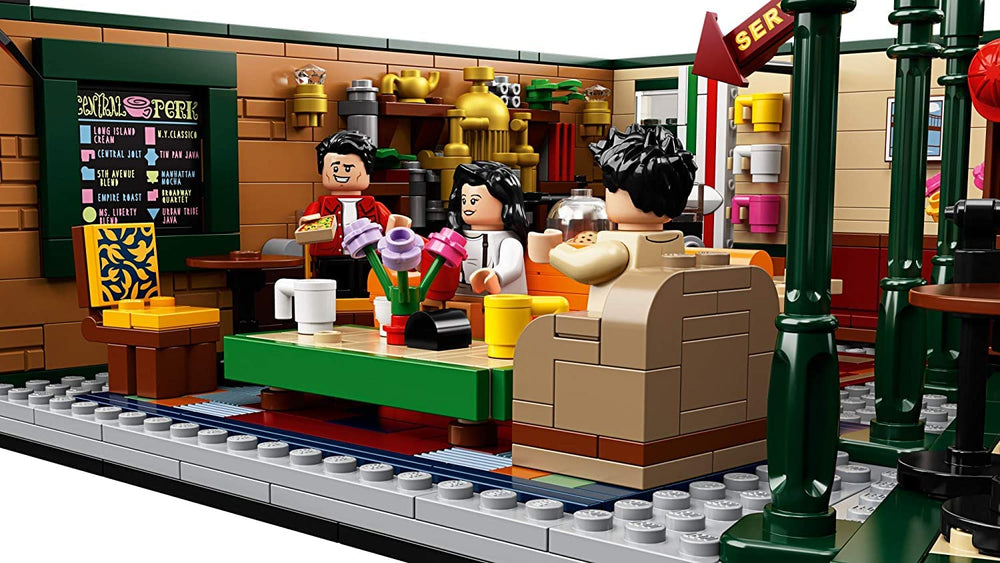 LEGO Ideas Central Perk display-ready size fits desks or shelves.